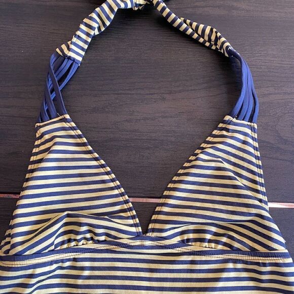 Mossimo Blue Stripe Halter Tank Top Size Small - Picture 2 of 5